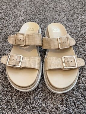 Madewell Cream Double-Buckle Slide Sandals